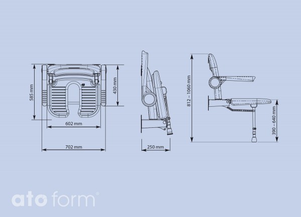 Duschklappsitz 4000, breit, Arm- & Rückenlehne, Ausschnitt für Intimpflege