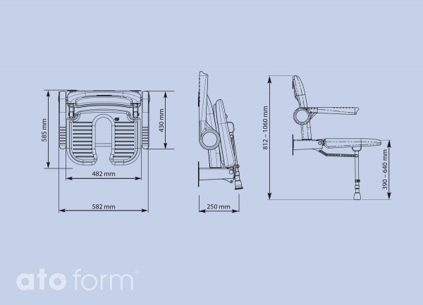 Duschklappsitz 4000, mit Arm- und Rückenlehne, Ausschnitt für die Intimpflege