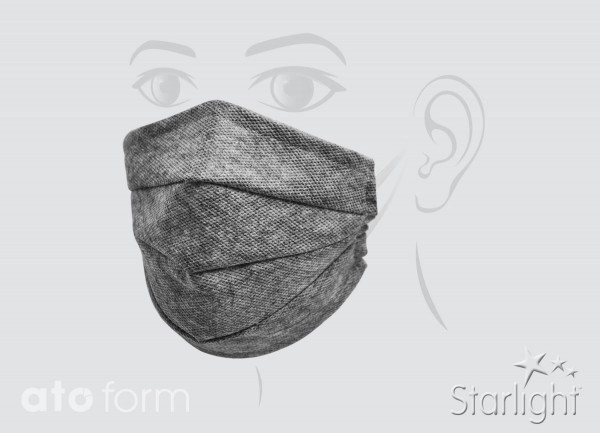 Mund-Nasen-Maske, grau meliert, drei Abnäher