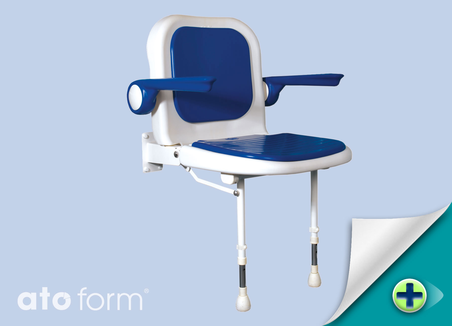 Duschklappsitz 4000, breit, mit Arm- und Rückenlehne