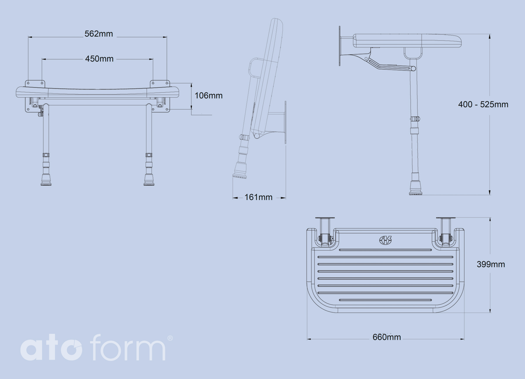 Duschklappsitz 4000, extra breit Technische Daten